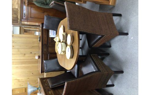 CHAISE ROTIN CUIR LOT DE 6