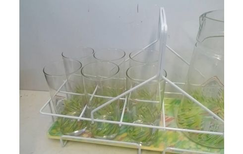 SERVICE ORANGEADE AVEC PLATEAU (6 VERRES + CARAFE)