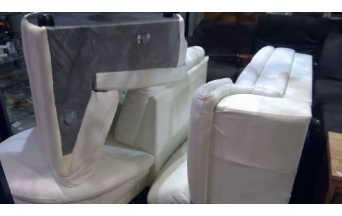 SALON D'ANGLE CUIR BLANC