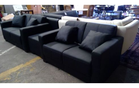 SALON SIMILI CUIR NOIR