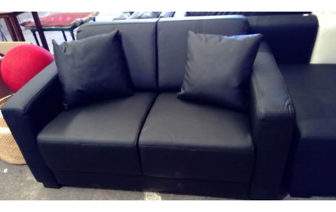 SALON SIMILI CUIR NOIR