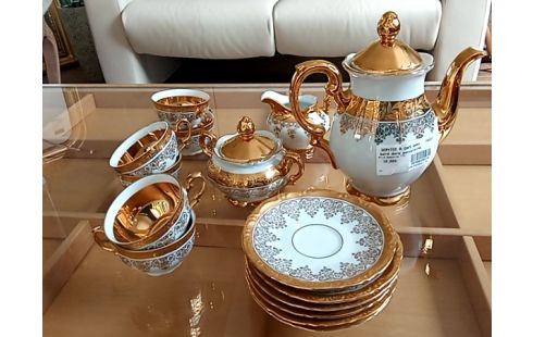 SERVICE A CAFE moka bord dore porcelaine rzb