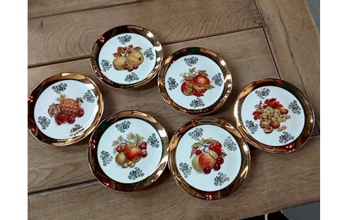 ASSIETTE DECO fruits bord dore bavaria lot 6