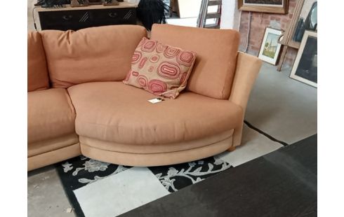 CANAPE TISSU TERRACOTA ARRONDI AVEC COUSSINS