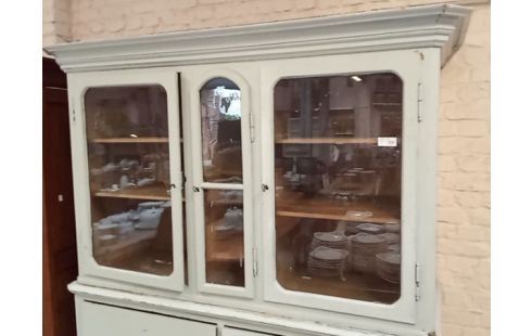 BUFFET 2 CORPS PATINE GRIS 3 PORTES 8 TIROIRS