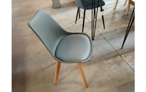 CHAISE COQUE GRIS PIED BOIS LOT 4