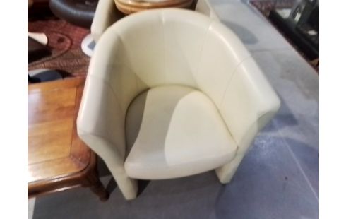 FAUTEUIL CABRIOLET CUIR CREME