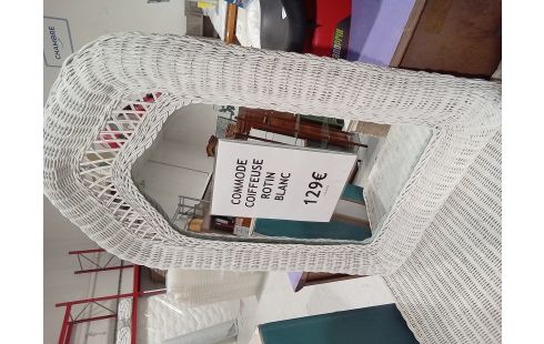 COMMODE COIFFEUSE ROTIN BLANC