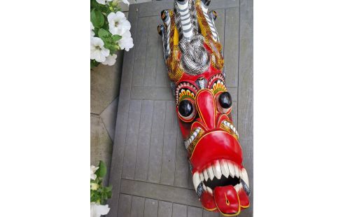 MASQUE CHINOIS LAQUÉ ROUGE