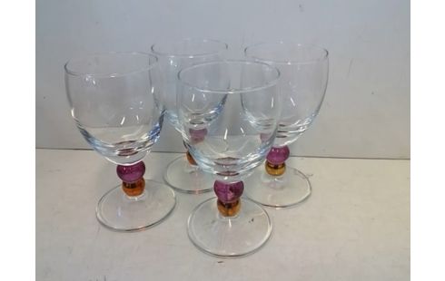 LOT DE 5 VERRES PIEDS COLORES