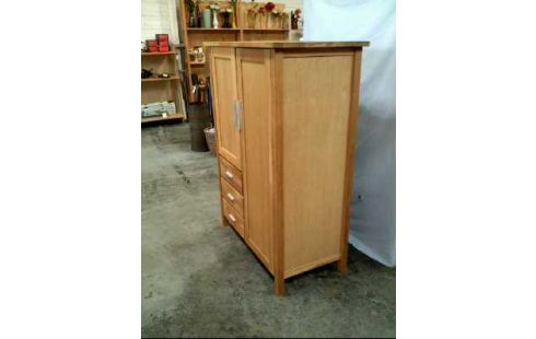 SCHRANK EICHE VOLLHOLZ HELL 2-T 3-SCHUBL.