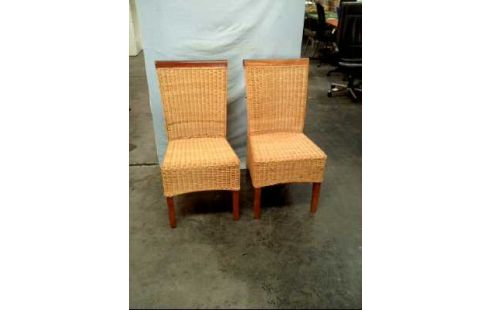 STUHL HOLZ 2ER-SET RATTAN HELL