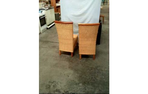 STUHL HOLZ 2ER-SET RATTAN HELL