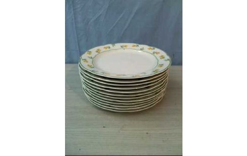 TELLER <TCM> 12-TEILIG FLORAL GRÜN/GELB