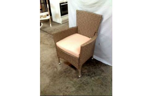 GARTENSTUHL GRAU RATTANOPTIK M. POLSTER