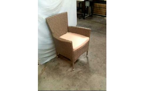 GARTENSTUHL GRAU RATTANOPTIK M. POLSTER