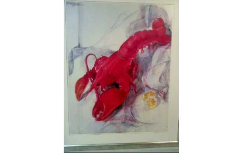 KUNSTDRUCK IM RAHMEN <ROTER HUMMER>