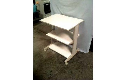 COMPUTERTISCH 3-EBEN. AUF ROLLEN GRAU-WEIß