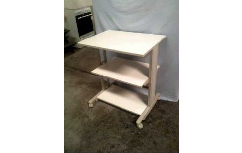 COMPUTERTISCH 3-EBEN. AUF ROLLEN GRAU-WEIß