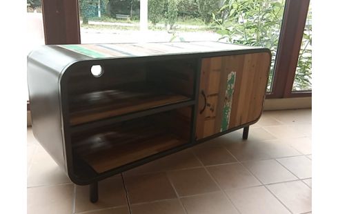 MEUBLE BAS 1 PORTE BOIS METAL