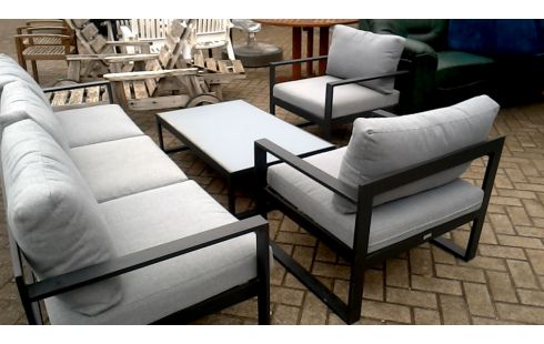 TUINSET VINCI ALUMINIUM GRIJS STOF OPAAL GLAS