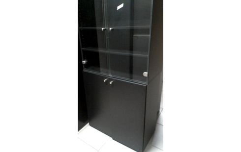 VITRINEKAST 2 DELEN ZWART GLAS 4 DEUREN