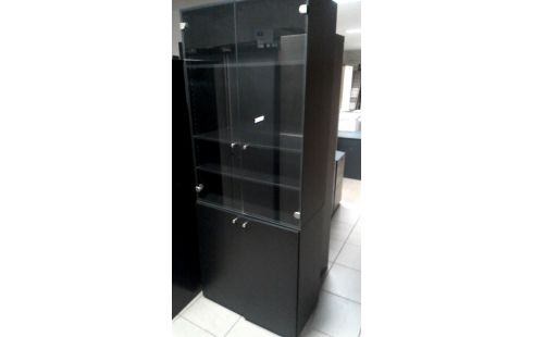 VITRINEKAST 2 DELEN ZWART GLAS 4 DEUREN