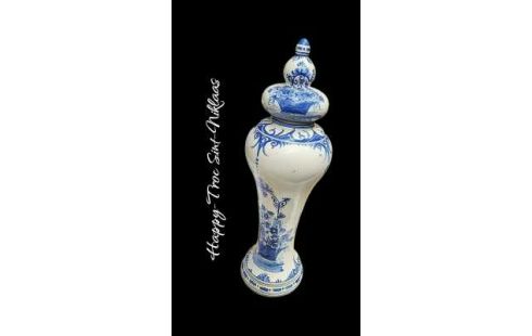 DECKELVASE DELFT WEISS BLAU
