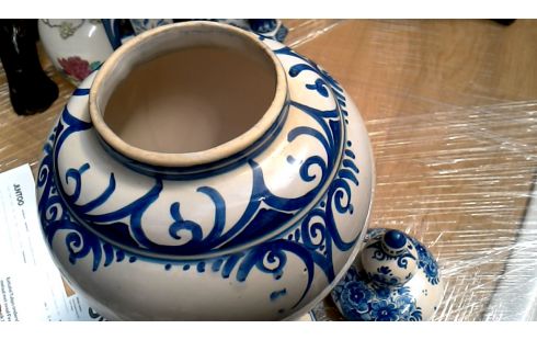 DECKELVASE DELFT WEISS BLAU
