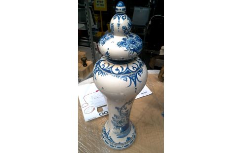 DECKELVASE DELFT WEISS BLAU