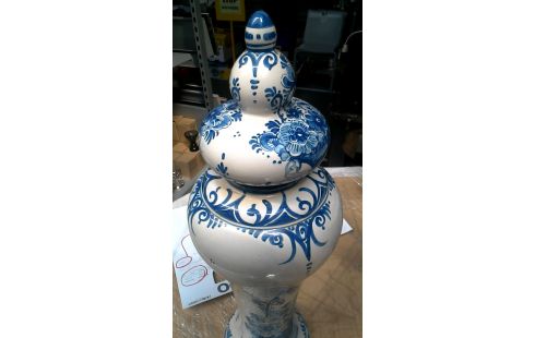 DECKELVASE DELFT WEISS BLAU
