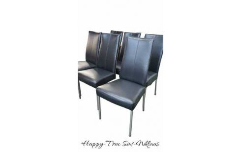 6 SILLAS NEGRO CUERO ACERO INOXIDABLE