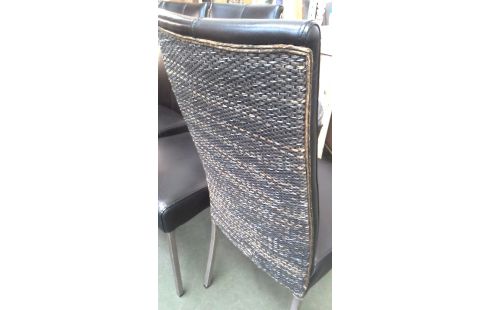 6 SILLAS NEGRO CUERO ACERO INOXIDABLE