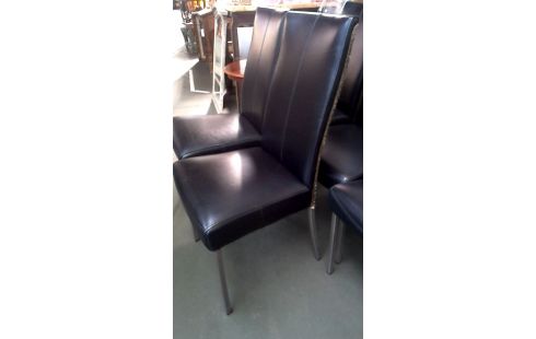 6 SILLAS NEGRO CUERO ACERO INOXIDABLE