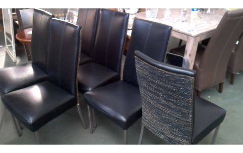 6 SILLAS NEGRO CUERO ACERO INOXIDABLE