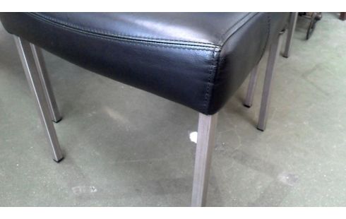 6 SILLAS NEGRO CUERO ACERO INOXIDABLE
