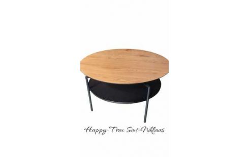 MESA DE SALÓN REDONDO NEGRO MET, , MADERA LOOK