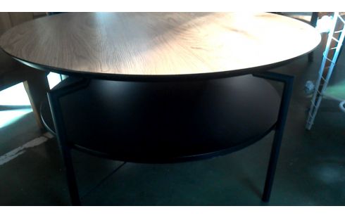 MESA DE SALÓN REDONDO NEGRO MET, , MADERA LOOK