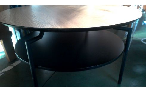 MESA DE SALÓN REDONDO NEGRO MET, , MADERA LOOK