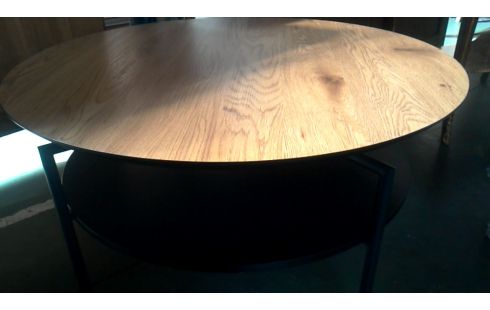 MESA DE SALÓN REDONDO NEGRO MET, , MADERA LOOK