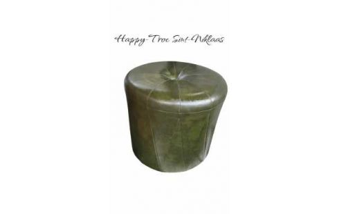 POUF ROND VERTE SIMILI CUIR