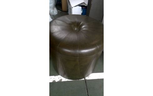POUF ROND VERTE SIMILI CUIR