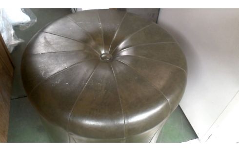 POUF ROND VERTE SIMILI CUIR