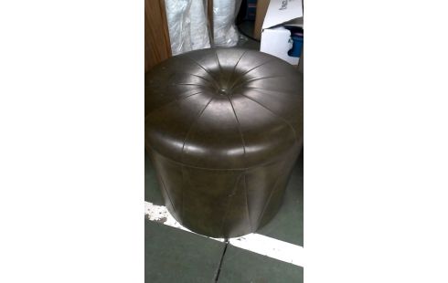 POUF ROND VERTE SIMILI CUIR
