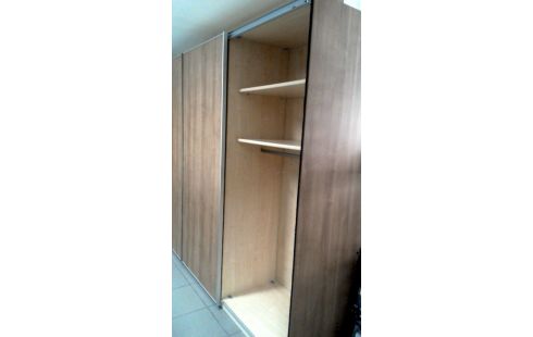 KLEIDERSCHRANK 1 2 TÜREN VERSCHIEBBAR NUSSBAUM LOOK