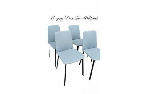 4 STÜHLE, , KÜCHE SCHWARZ METALL GRAU KUNSTLEDER