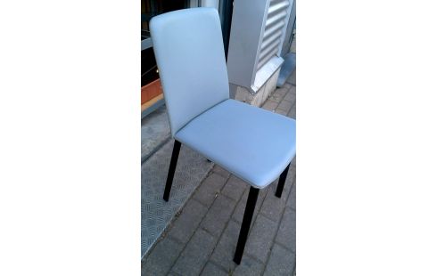 4 STÜHLE, , KÜCHE SCHWARZ METALL GRAU KUNSTLEDER