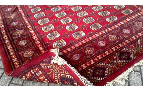 TEPPICH ROT BLAU HANDGEKNÖPFT