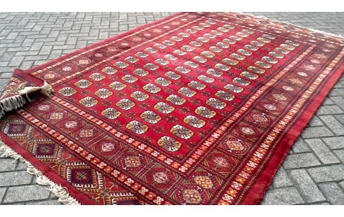 TEPPICH ROT BLAU HANDGEKNÖPFT