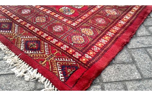 TEPPICH ROT BLAU HANDGEKNÖPFT